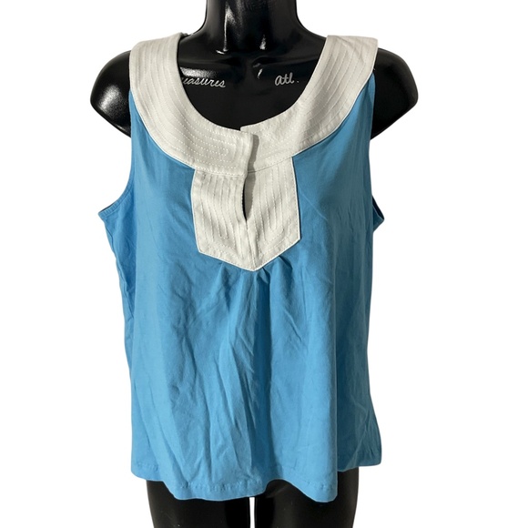 Lilly Pulitzer Blue and White Sleeveless Top Size XL - Picture 1 of 7